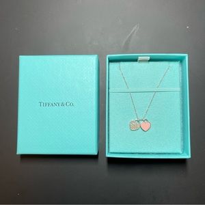 Tiffany pink double heart necklace